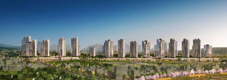 清州 Samos 2 区域再开发项目透视图。现代建设提供