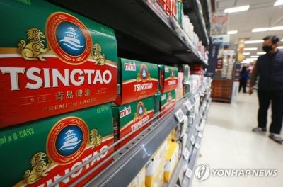 서울 시내 한 마트에 진열된 칭다오 맥주. [이미지출처=연합뉴스]