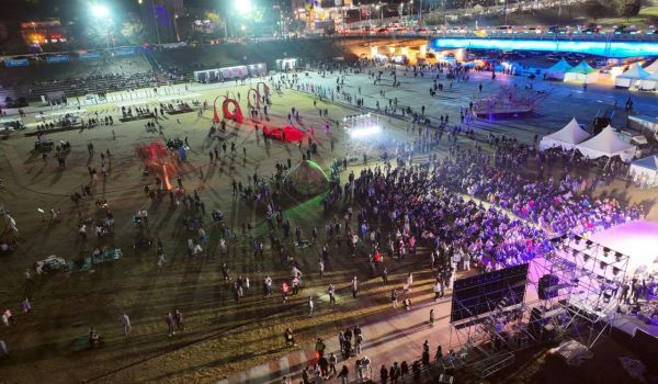 하늘에서 내려다 본 2023나주축제, 영산강은 살아있다 축제 현장. [사진 제공=나주시]