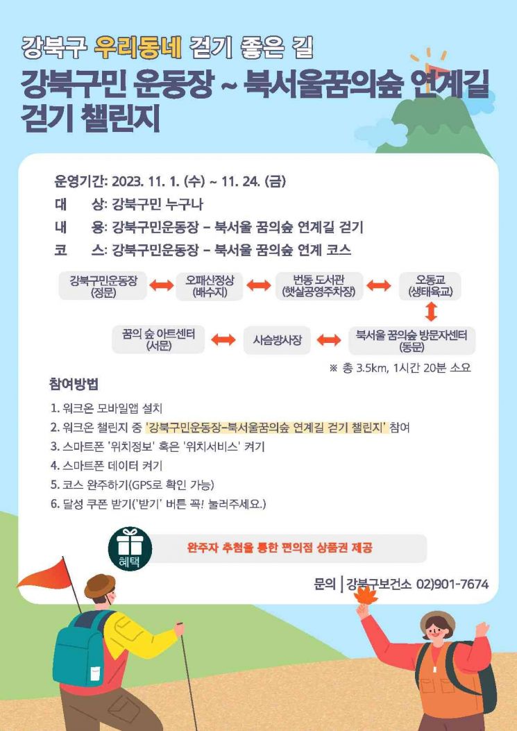 "걷기·라이딩 인증하고 상품권 받자"…강북구, 이달 챌린지 운영