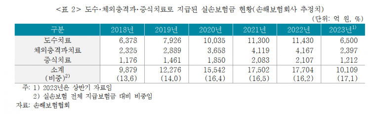 상반기에만 보험금 1兆 돌파…"도수치료, 보장 정비해야"