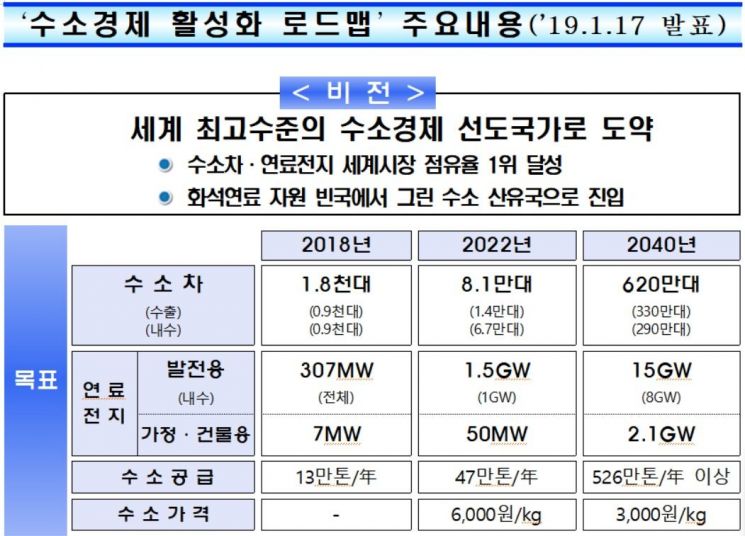 수소경제 활성화 로드맵(자료:산업통상자원부)