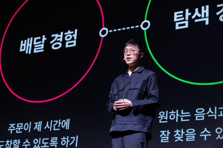 15일 서울 강남구 그랜드 인터컨티넨탈 서울 파르나스에서 열린 '우아한테크콘퍼런스 2023'에서 우아한형제들 이기호 최고제품책임자(CPO)가 키노트 발표를 하고 있다.