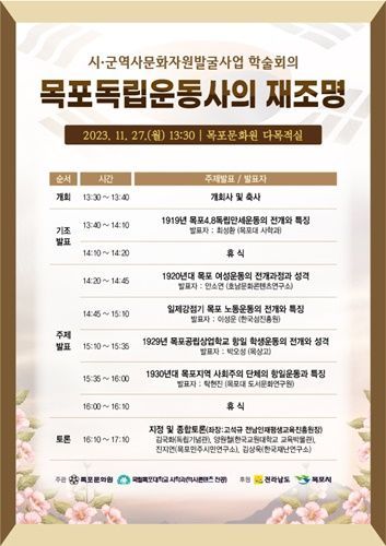 목포 독립운동사의 재조명이라는 주제의 학술행사 포스터 [사진제공=목포대학교]