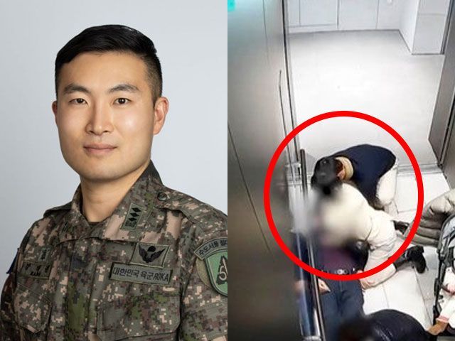 육군 56사단 강태권 대위(좌), 쓰러진 남성에게 심폐소생술을 실시하는 여성(우). [출처=육군 56사단, SBS 보도화면]