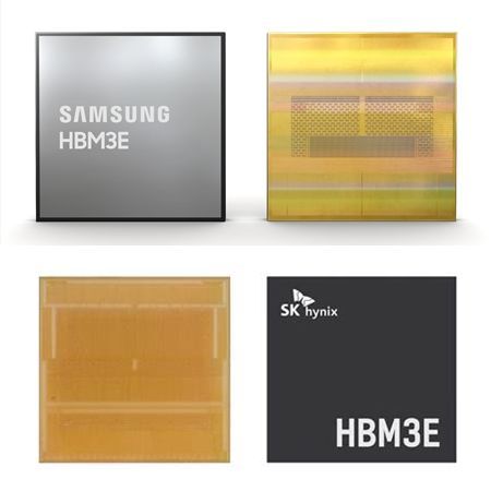 Image of Samsung Electronics HBM3E product (top) and SK Hynix HBM3E product / [Image courtesy of each company]