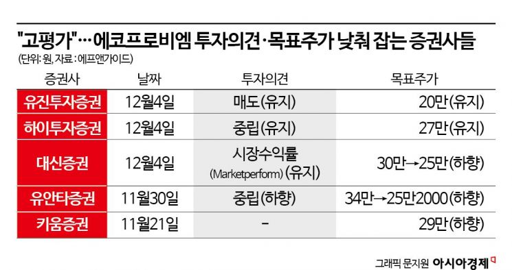 거침 없이 오르는 에코프로비엠…목표가 내리는 증권가