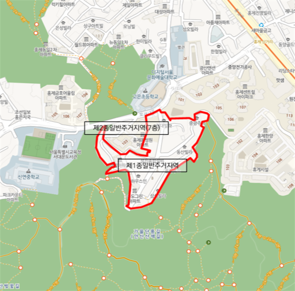 서울 서대문구 홍제동 일대 모아타운 대상지