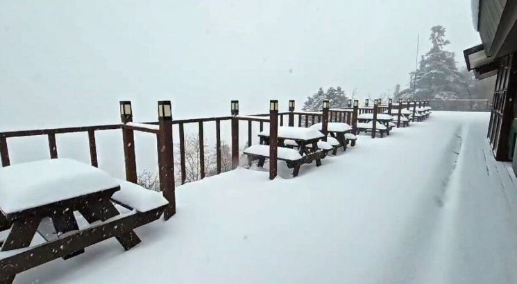 On the 11th, when a heavy snow warning was issued mainly for the northern Gangwon region, near Seoraksan Socheong Shelter [Photo by Seoraksan National Park Office]
