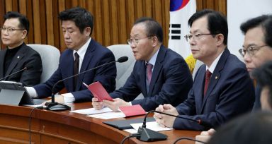 윤재옥 국민의힘 원내대표 겸 당 대표 권한대행이 15일 국회에서 열린 원내대책회의에서 발언하고 있다. 사진=김현민 기자 kimhyun81@