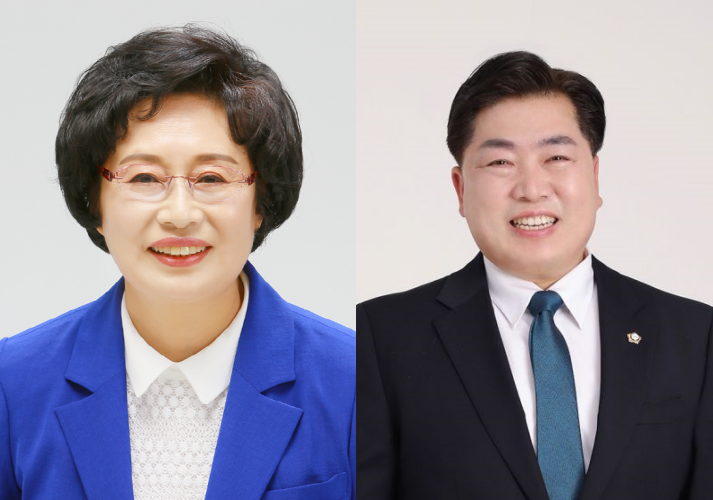 고경애 광주광역시 서구의회 의장(왼쪽), 전승일 서구의원.