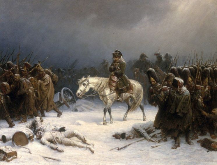 19세기 독일 화가 아돌프 노던(Adolph Northen)의 1851년 작품 '모스크바에서 퇴각하는 나폴레옹(Napoleons retreat from Moscow)'