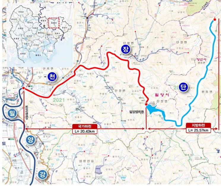 경남 단장천 위치도. [자료제공=경남도청]