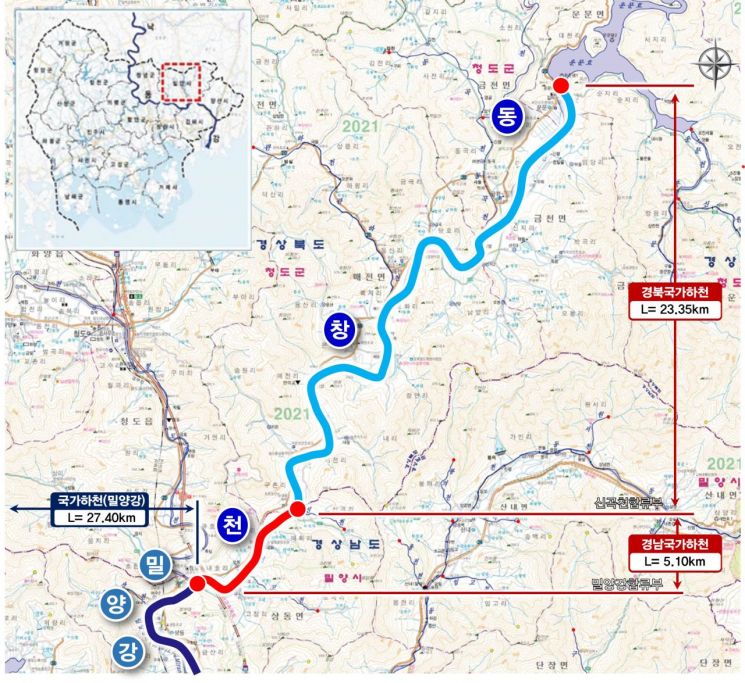 경남 동창천 위치도. [자료제공=경남도청]