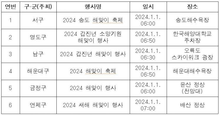 부산시 2024 해맞이 행사.