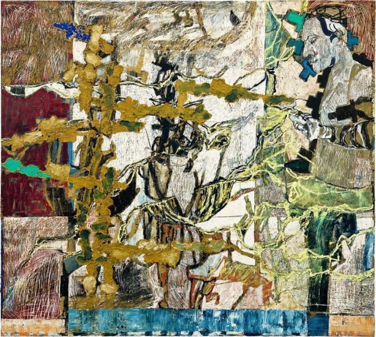 《I sang the sounds with no notion of its meaning ?》 布面油画 170 x 190 厘米 2023年 [图片由 Duarte Squeira 提供]