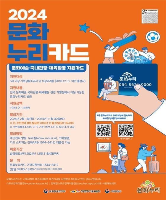 문화누리카드 지원사업 포스터. [사진제공 = 한국문화예술위원회]