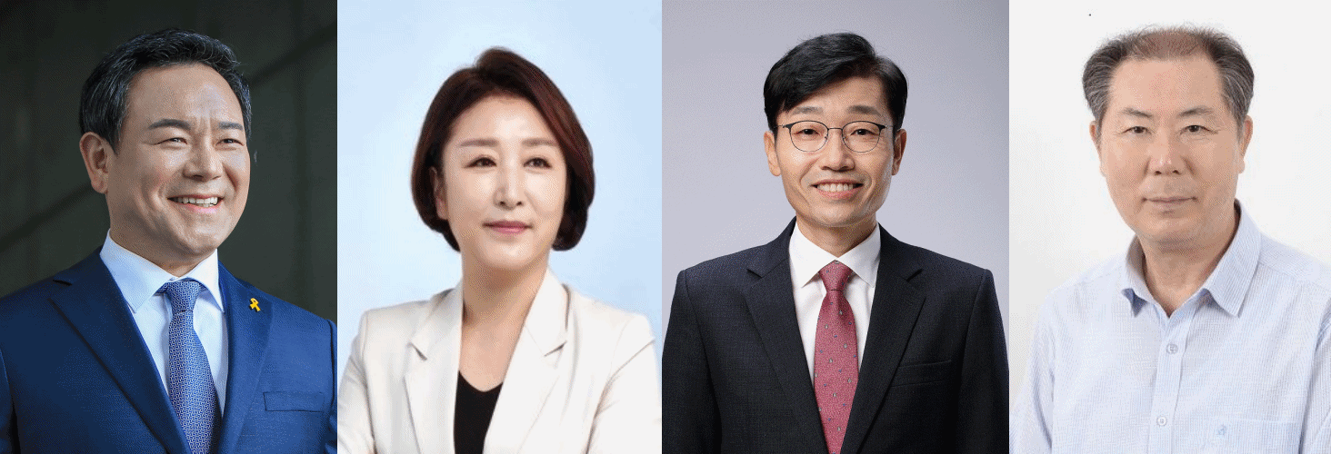 왼쪽부터 이형석, 전진숙, 윤민호, 김원갑 예비후보.