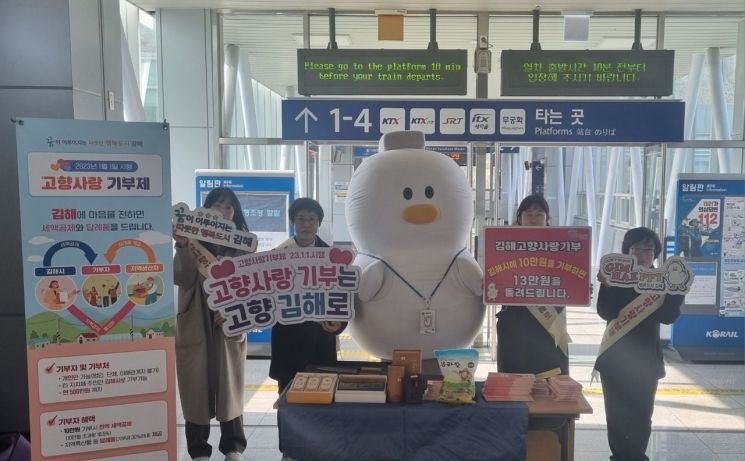 토더기 김해 홍보국장, 진영역 떴다! “고향사랑기부 함께해요”