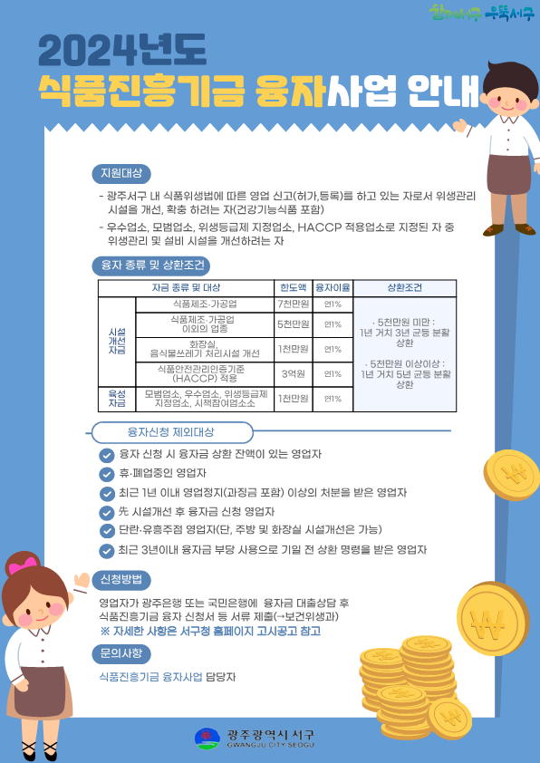 광주 서구, 음식점 등 시설개선 비용 융자 지원