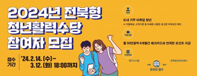 전북형 청년활력수당 참여자 모집 포스터.[사진제공=고창군]