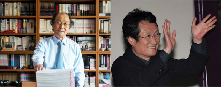 소설 '태백산맥'과 '한강'을 쓴 조정래 작가(사진 왼쪽)와 영화배우 문성근 씨가 '조국신당'(가칭)의 공동 후원회장으로 위촉됐다. [사진=아시아경제DB]