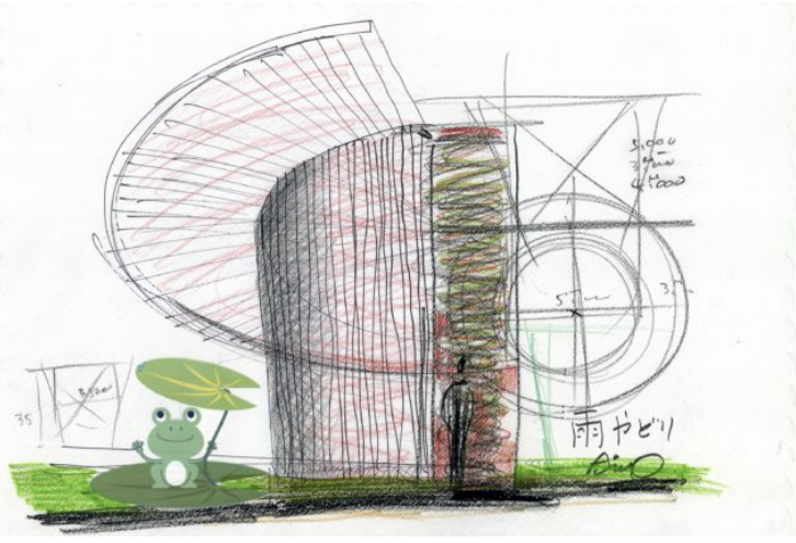 더 도쿄 토일렛 프로젝트에서는 건축가가 구상한 화장실의 콘셉트 스케치도 함께 공개하고 있다. 사진은 안도 타다오의 스케치.(사진출처=더 도쿄 토일렛)