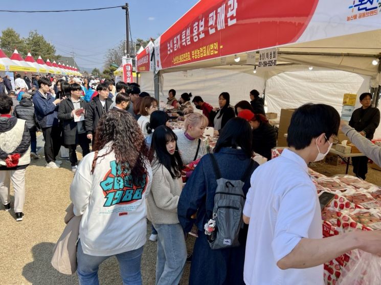 논산딸기 축제 첫날 4만2000여명의 관광객이 방문했다. 사진은 축제장 모습./논산시청