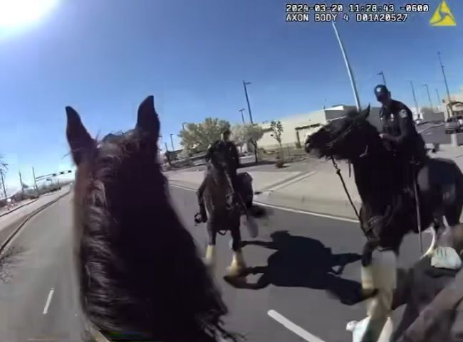 범인은 순식간에 말 탄 경찰관에 포위됐다. [이미지출처=앨버커키 경찰]