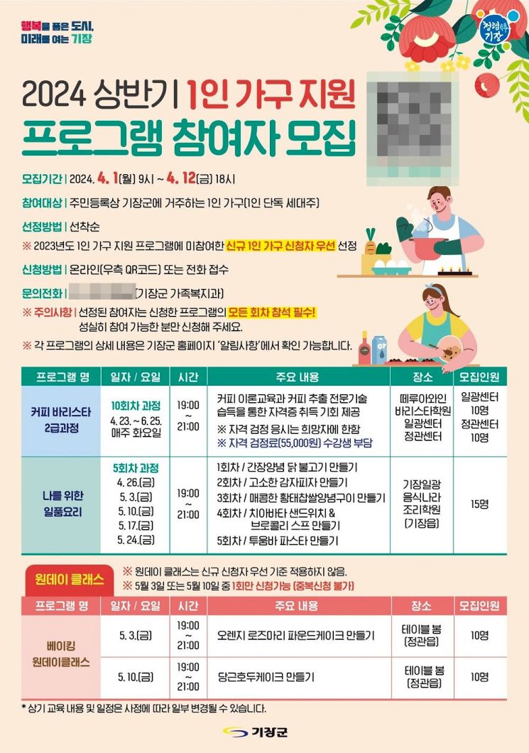 2024 상반기 1인가구 지원 프로그램 안내문.