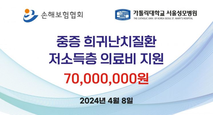 손해보험협회, 중증·희귀난치질환 환자 의료비 7000만원 지원