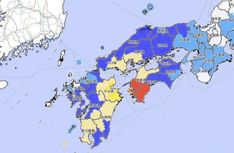 日시코쿠 서쪽 해협서 규모 6.6 지진…7명 부상
