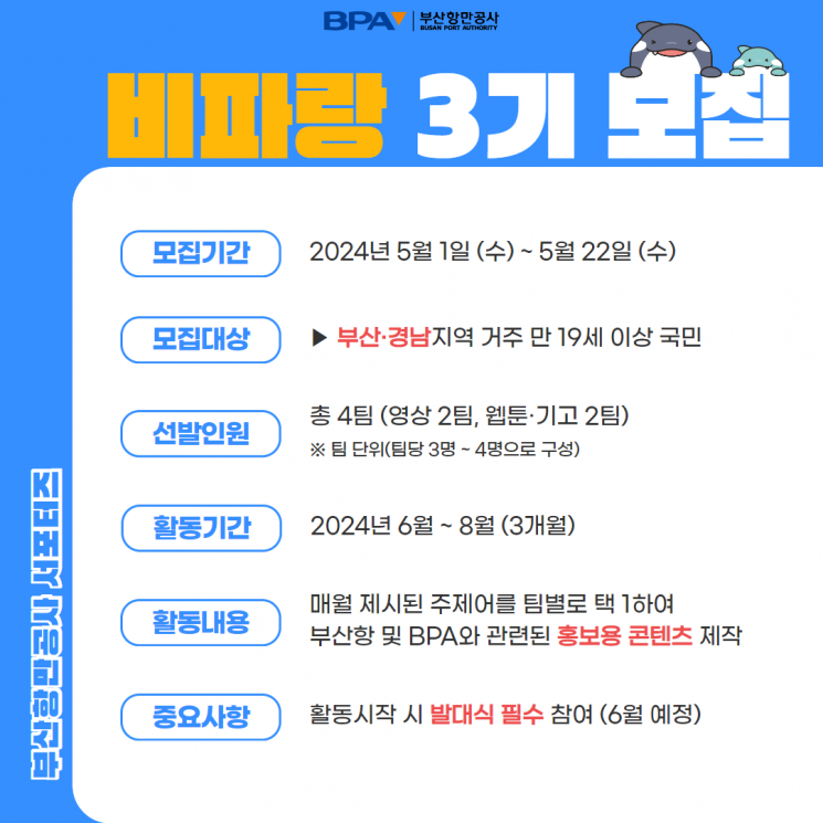 SNS 서포터즈 비파랑 3기 모집 안내.