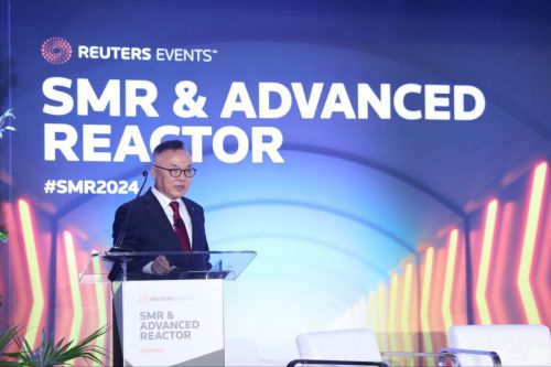 황주호 한수원 사장이 미국 애틀랜타에서 열린 'SMR&Advanced Reactor 2024' 에 참여해 기조연설을 하고 있다. 사진제공=한수원