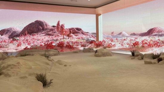 '르 스페이스 인스파이어'의 전시 공간 중 하나인 '플로럴 데저트'. 거대한 창을 통해 꽃이 피어나는 아름다운 사막을 만날 수 있다.[사진제공=인스파이어]