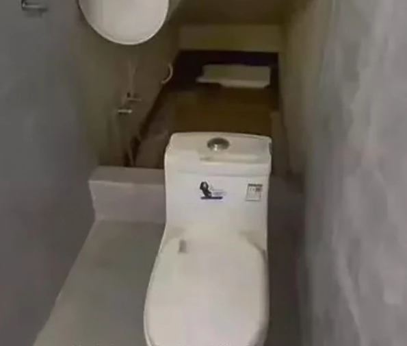 화장실 변기와 침대가 함께 있는 초소형 아파트. [이미지출처=더우인]
