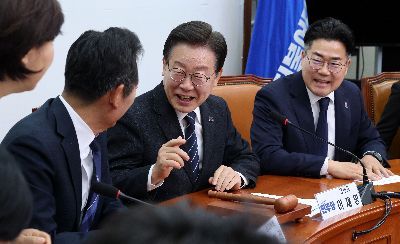 이재명 더불어민주당 대표가 8일 국회에서 열린 최고위원회의에서 발언하고 있다. 사진=김현민 기자 kimhyun81@