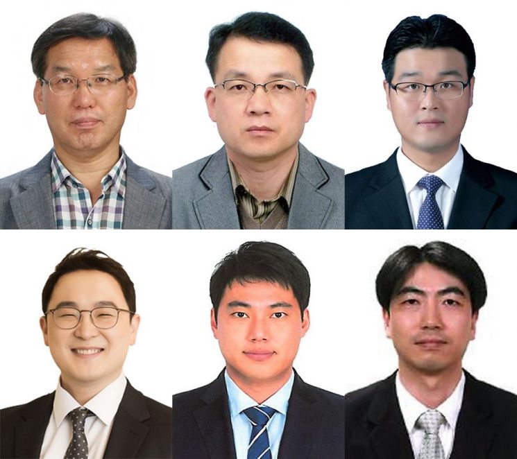 위 왼쪽부터 이희영, 오철웅, 정원교 교수, 아래 왼쪽부터 김정환, 김광일, 지상원 교수.