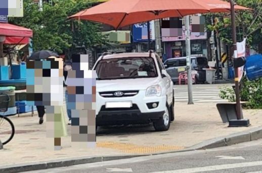 "내 차는 소중하니까"…보행자 그늘막에 주차한 차주에 '황당'