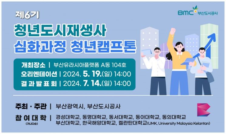 부산도시공사가 6기 청년도시재상사 청년캠프톤을 개최한다.