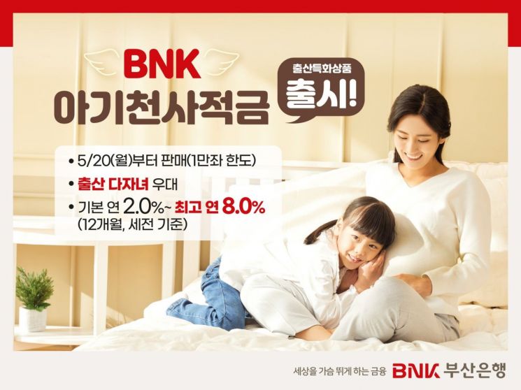 BNK부산은행이 저출산 극복에 앞장서기 위해 ‘BNK 아기천사적금’을 출시한다.