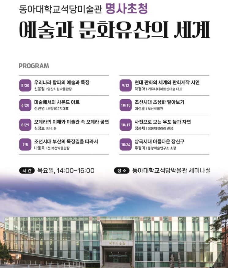 동아대 석당미술관, ‘예술과 문화유산의 세계’ 강연회