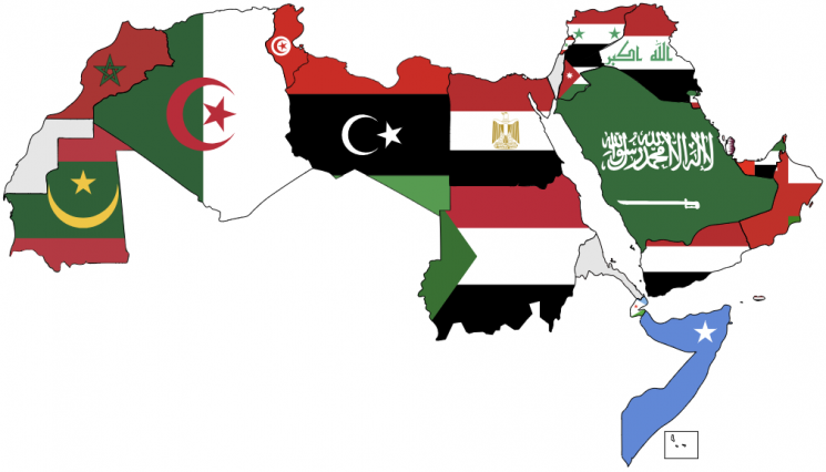 중동 아랍지역 국기 지도