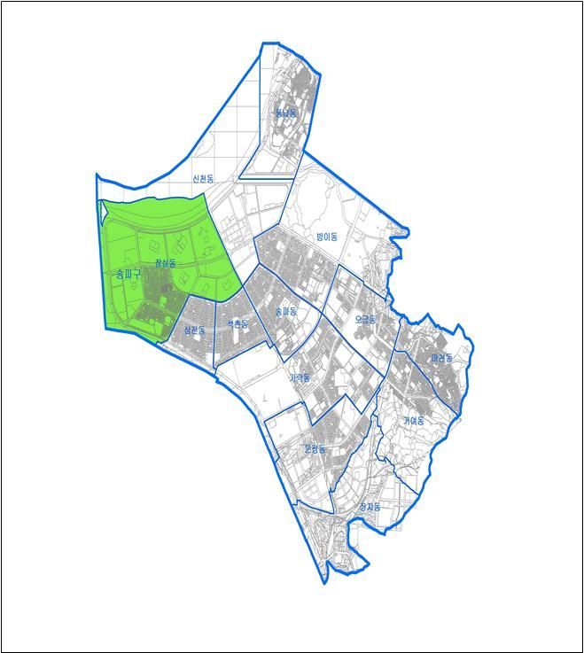 서울 송파구 토지거래허가구역 지정 도면. 사진제공=서울시