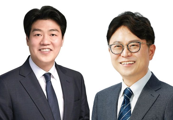 제9대 광주광역시의회 후반기 의장 선거에 나선 초선 의원들(사진 왼쪽부터 강수훈, 박수기 의원)