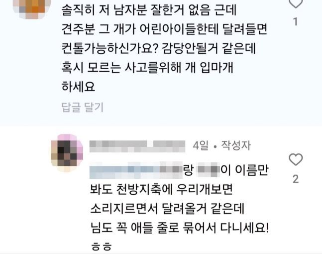 대형견 입마개 논쟁하다 "딸들도 묶어 다녀라"…유튜버 실언