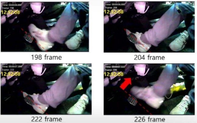 페달 블랙박스 화면. 한국교통안전공단 발표 자료. [사진=유엔 유럽경제위원회(UNECE) 홈페이지]
