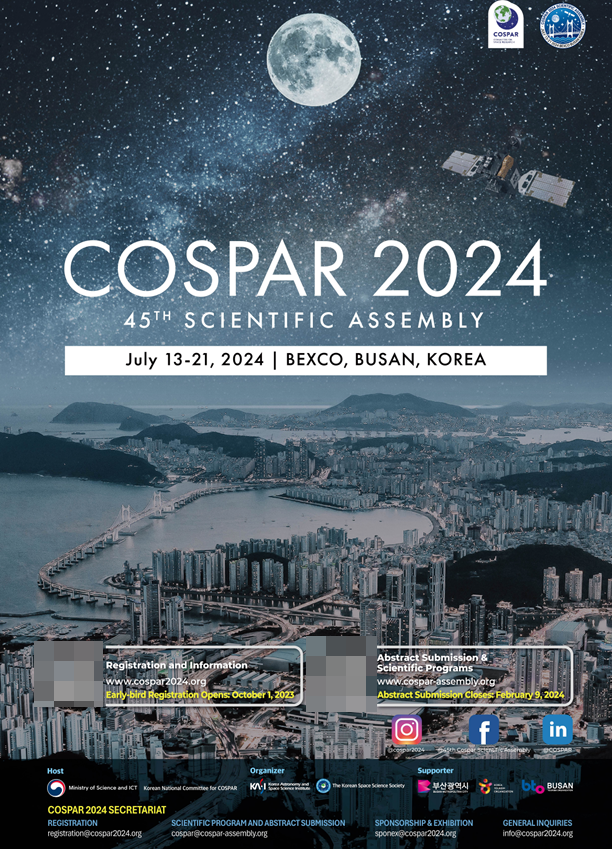 제45회 국제우주연구위원회 학술총회(COSPAR 2024) 포스터.