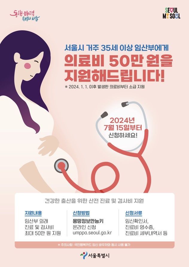 서울시, 35세 이상 임산부 '산전 의료비' 최대 50만원 지원