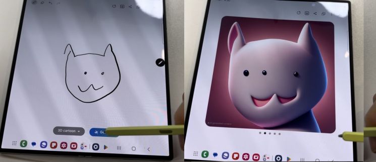 갤럭시 Z폴드6의 '스케치 변환 기능'을 이용해 만든 3D 고양이 이미지/사진=황서율 기자chestnut@